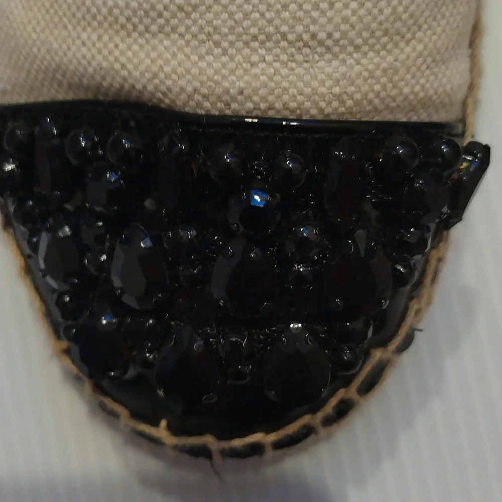 - Circus cream black beaded toe espidrille shoes